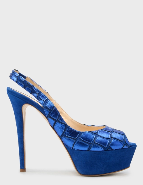 женские синие замшевые Босоножки Icone 5002_blue - фото-5