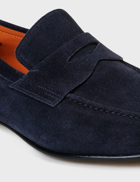 мужские синие замшевые Лоферы Santoni SMCNC17511LA3ESVUU60-blue - фото-5