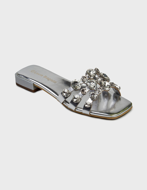 серебряные Шлепанцы Laura Biagiotti 8486-silver-strass_silver