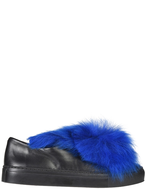 женские черные кожаные Слипоны Minna Parikka FLUFFY-BLUE-BLACK_black - фото-5