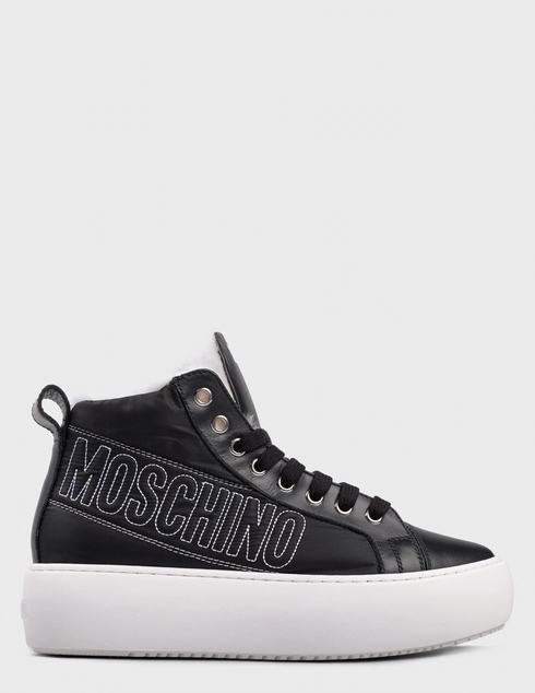 женские черные текстильные Кеды Moschino 78707_black - фото-5