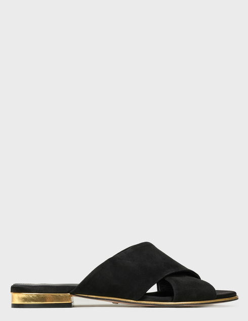 женские черные замшевые Шлепанцы Sebastian S7551CAMNER-ORO-black - фото-5
