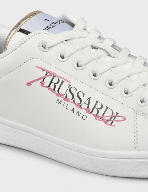 женские белые кожаные Кеды Trussardi 00553-white - фото-5