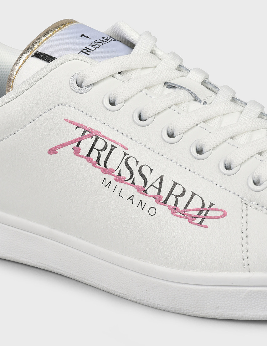 женские белые кожаные Кеды Trussardi 00553-white - фото-5