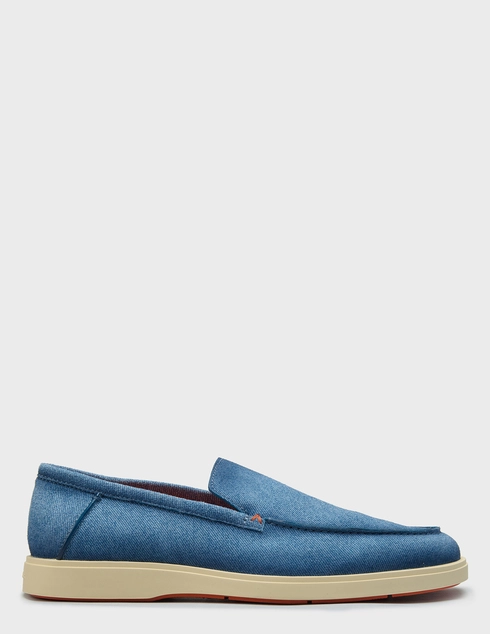 мужские голубые текстильные Туфли Santoni MGDT17824-U63_blue - фото-5