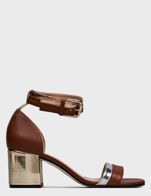 женские коричневые кожаные Босоножки Pollini 258E6SH6B-2FB00GS-003_brown - фото-5