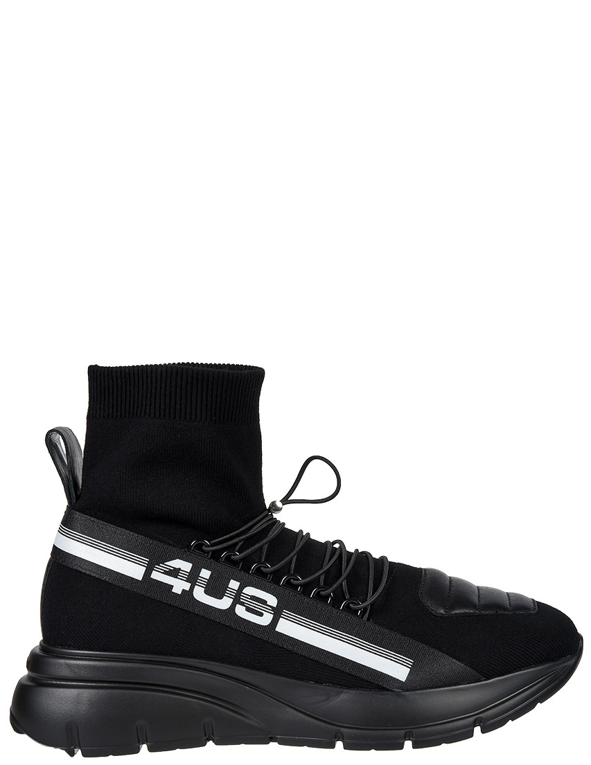 мужские черные текстильные Кроссовки 4US Cesare Paciotti PU10SZ-black - фото-5
