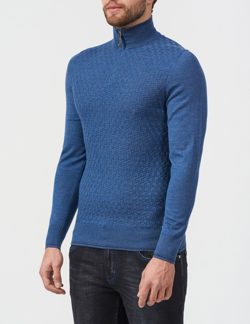 Massimo Sforza  ZIP-MOCKNECK-blue фото-2