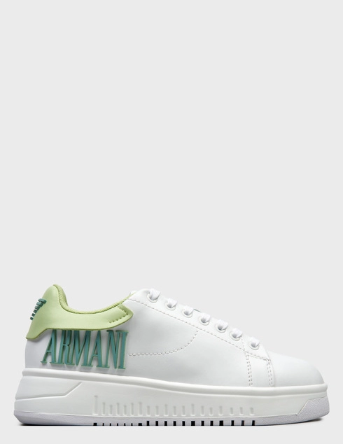 женские белые кожаные Кеды Emporio Armani 024-1-green_white - фото-5