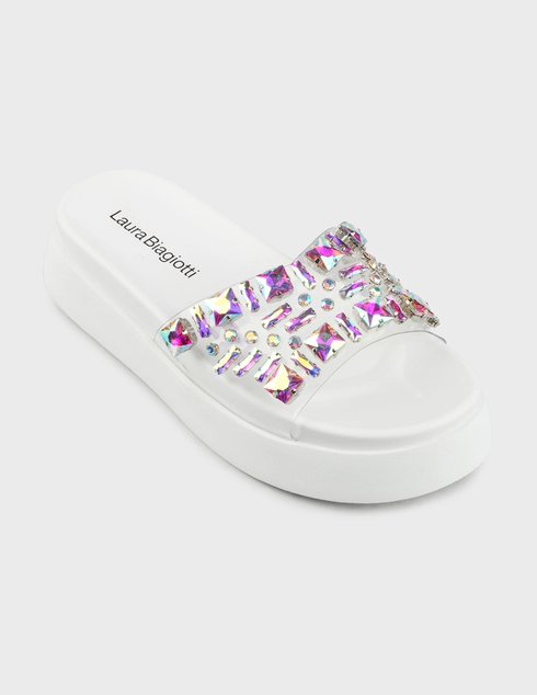 белые Шлепанцы Laura Biagiotti 9108-sil-strass_white