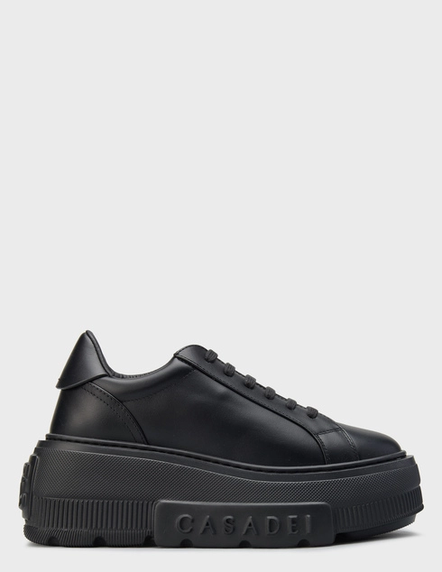 женские черные кожаные Кеды Casadei 192_black - фото-5