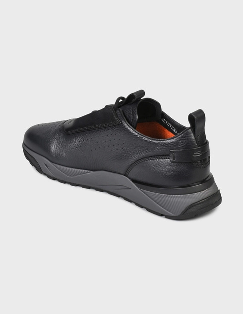 мужские черные Кроссовки Santoni 21611-black - фото-2
