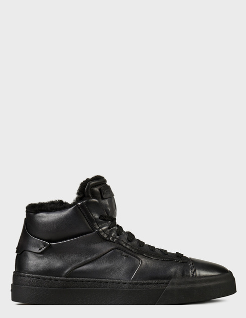мужские черные кожаные Кеды Santoni 21557_black - фото-5
