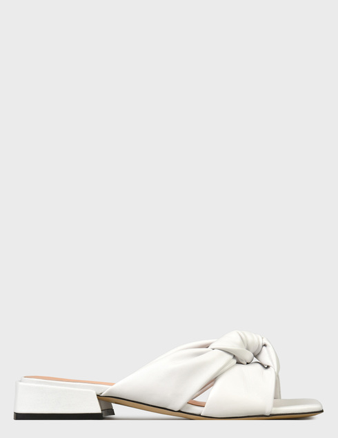 женские белые кожаные Шлепанцы Evaluna G122_white - фото-5