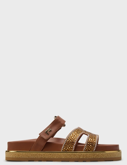 женские коричневые кожаные Шлепанцы Marino Fabiani 8164_brown - фото-5