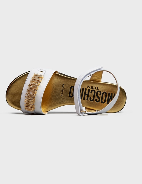 белые женские Сандалии Moschino 77387-gold_white 11829 грн