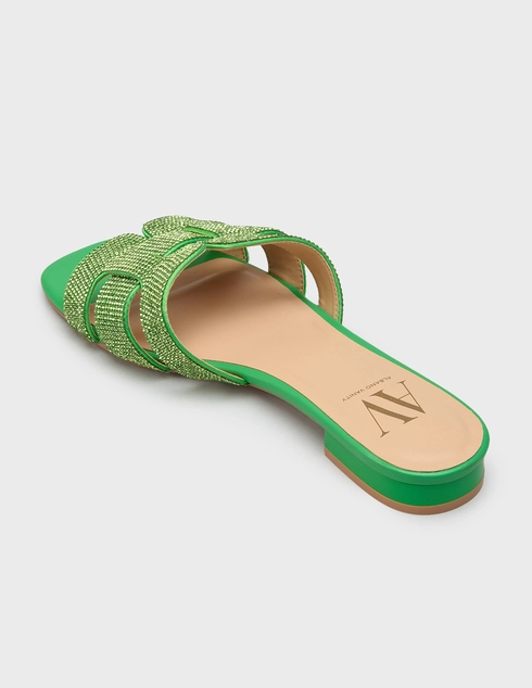 женские зеленые Шлепанцы Albano 7028-strass-green - фото-2