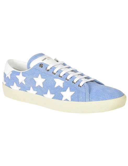 голубые Кеды Saint Laurent Paris 458868-4546_blue