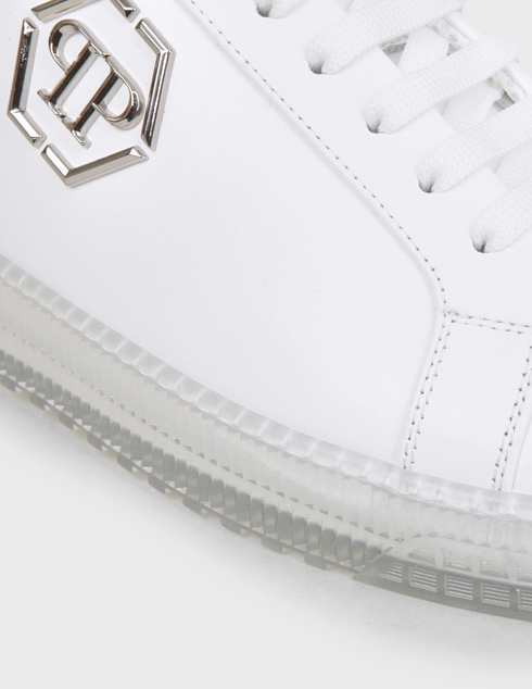 мужские белые кожаные Кеды Philipp Plein 8008-white - фото-5