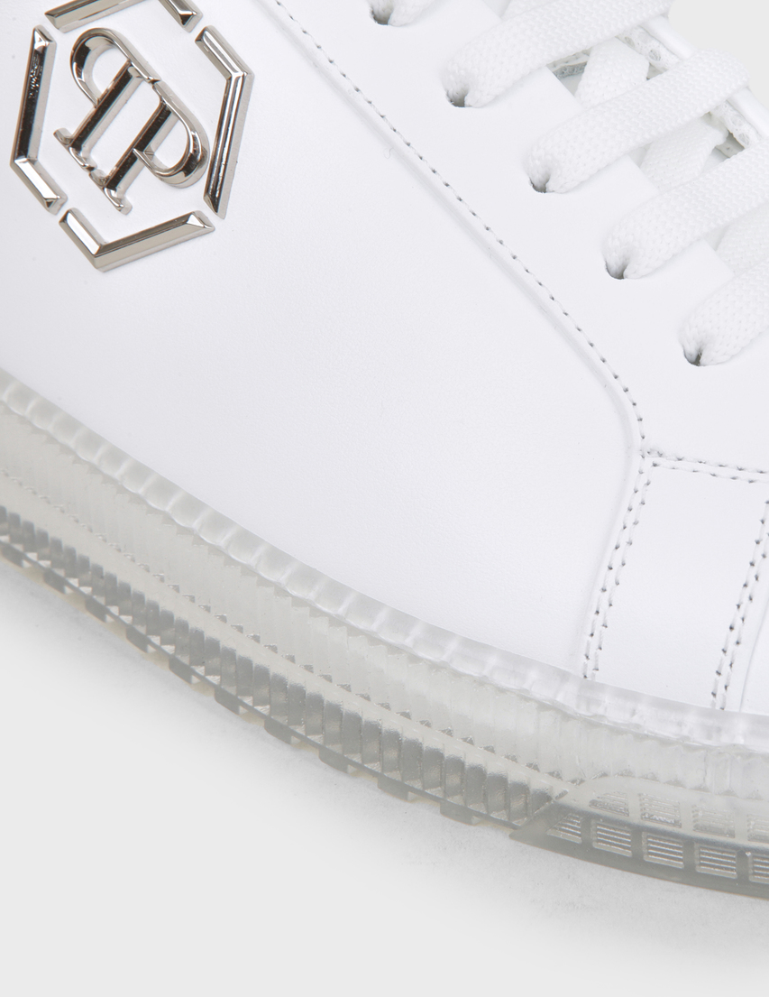 мужские белые кожаные Кеды Philipp Plein 8008-white - фото-5