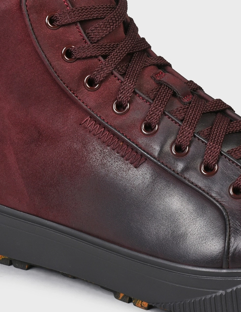 мужские бордовые кожаные Кеды Santoni SMBCO21424NEAPNKLB66-bordo - фото-5