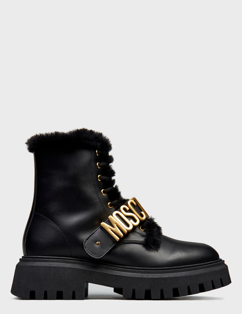 женские черные кожаные Ботинки Moschino 76049_black - фото-5