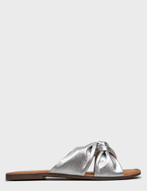 женские серебряные кожаные Шлепанцы Gioseppo 72049-P_silver - фото-5