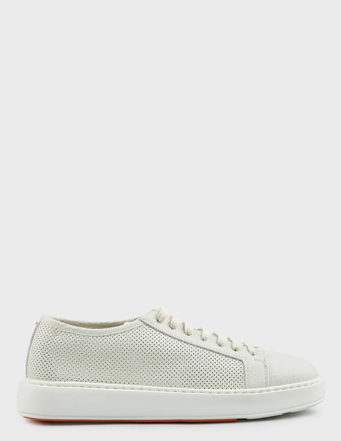 мужские белые кожаные Кеды Santoni 21443_white - фото-5