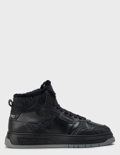 мужские черные кожаные Кеды Iceberg 1720-K-3_black - фото-5