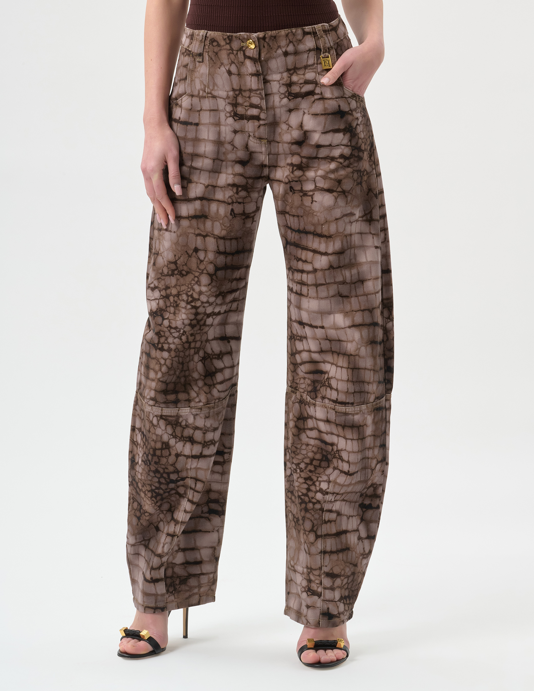 

Джинсы, Коричневый;принт