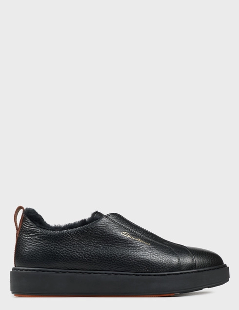 мужские черные кожаные Кеды Santoni 21995-01_black - фото-5