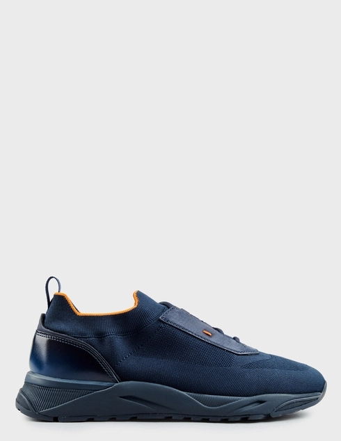 мужские синие текстильные Кроссовки Santoni 21601_blue - фото-5
