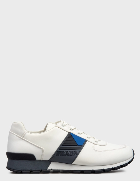 мужские белые текстильные Кроссовки Prada 4E3198-White - фото-5