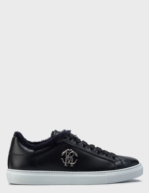 мужские черные кожаные Кеды Roberto Cavalli 29773_black - фото-5