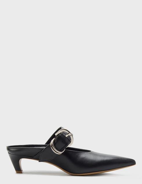 женские черные кожаные Шлепанцы H'estia Venezia 4726_black - фото-5