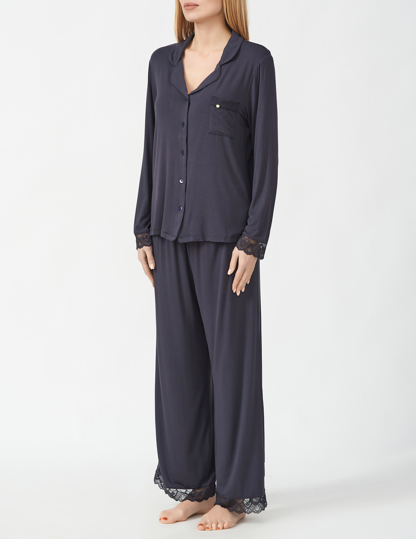 Pretty You London Bamboo-Lace-Pyjama-Raven_black фото-2
