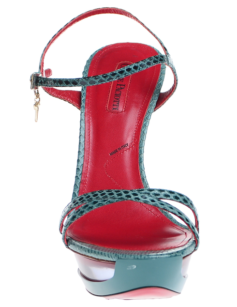 женские бирюзовые кожаные Босоножки Cesare Paciotti 469210_turq - фото-5
