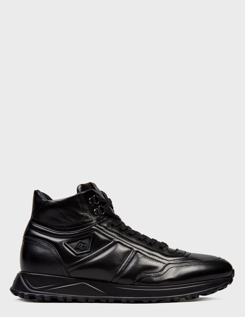 мужские черные кожаные Кроссовки Luca Guerrini AGR-12694_black - фото-5