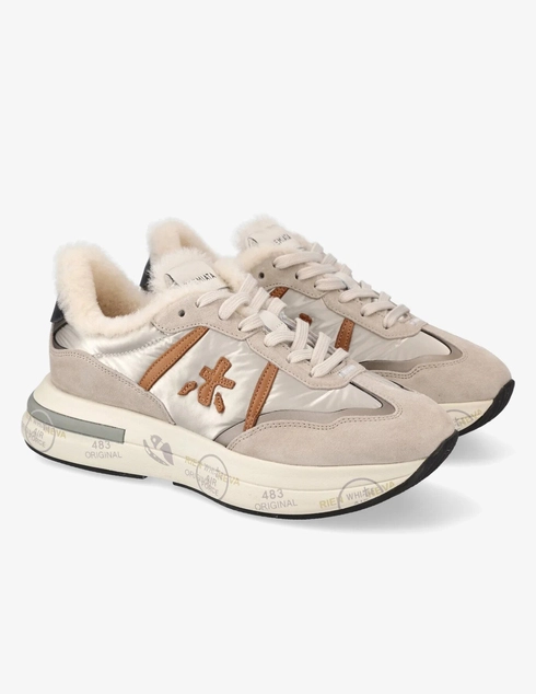 женские бежевые Кроссовки Premiata AGR-CASSIE_6569M - фото-2