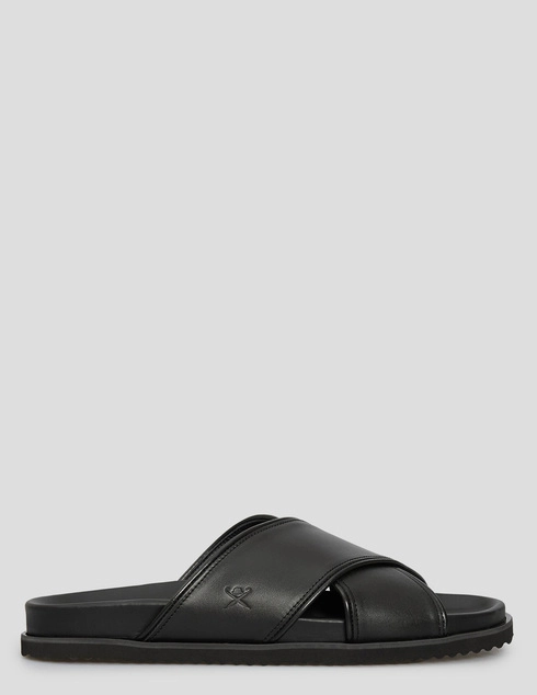 мужские черные кожаные Шлепанцы Hackett London HMS21474-999_black - фото-5