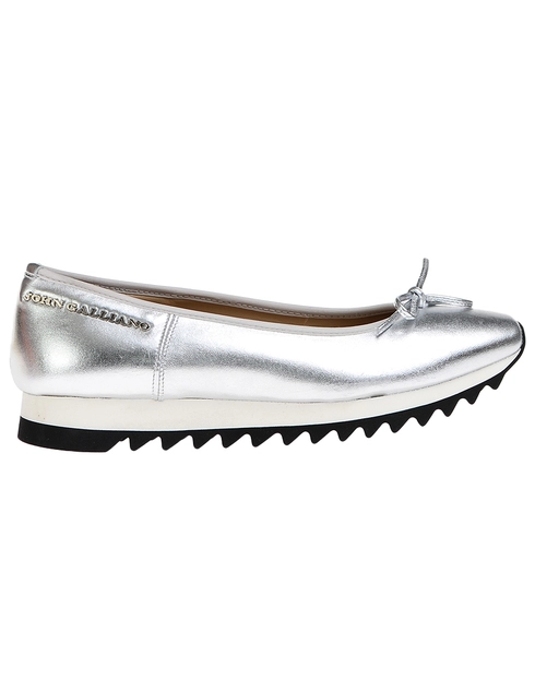 женские серебряные Балетки John Galliano 7906_silver - фото-2