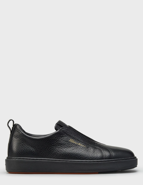 мужские черные кожаные Кеды Santoni 21959_black - фото-5