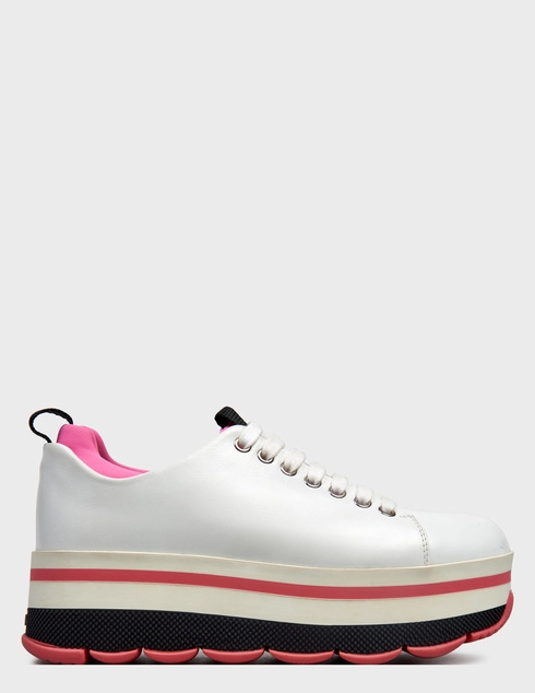 женские белые кожаные Кеды Prada 3E6264-White - фото-5