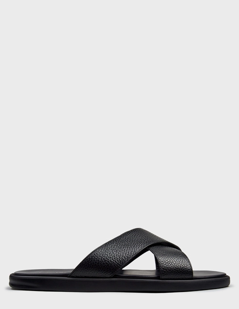 мужские черные кожаные Шлепанцы Doucal'S 2859_black - фото-5