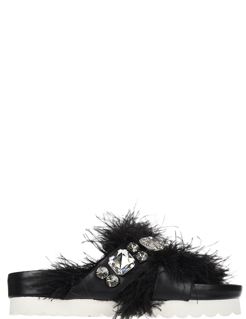 женские черные кожаные Шлепанцы Eddy Daniele 18515_black - фото-5