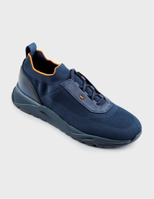 синие Кроссовки Santoni 21601_blue