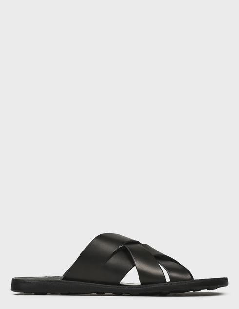 мужские черные кожаные Шлепанцы Thera's 1932-Nero_black - фото-5