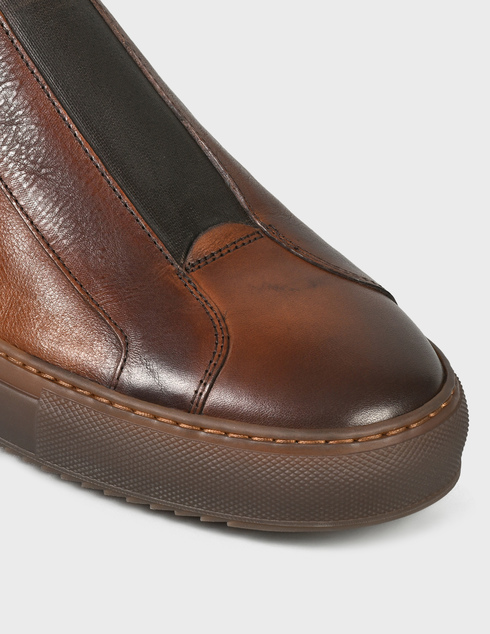 мужские коричневые кожаные Кеды Doucal'S 2885-brown - фото-5