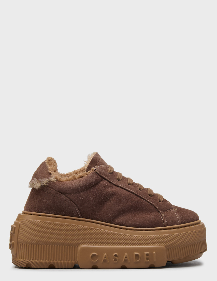 женские коричневые замшевые Кеды Casadei 924_brown - фото-5