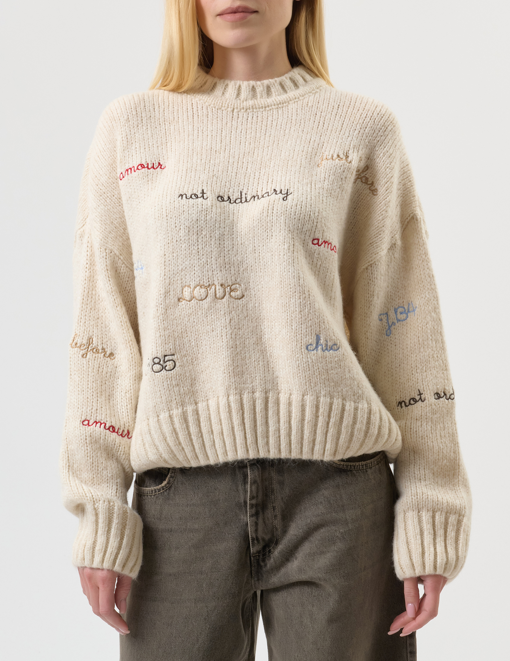 

Свитер, Бежевый;молочный